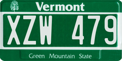 VT license plate XZW479
