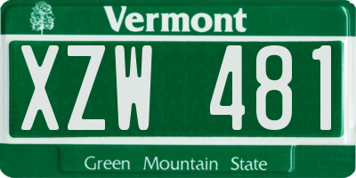 VT license plate XZW481