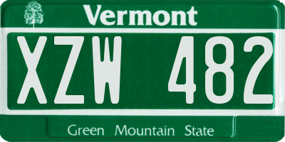 VT license plate XZW482