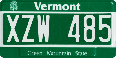 VT license plate XZW485