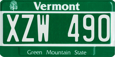 VT license plate XZW490