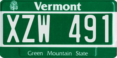VT license plate XZW491