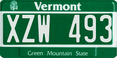VT license plate XZW493