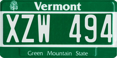 VT license plate XZW494