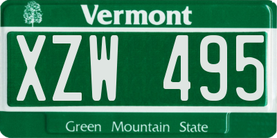 VT license plate XZW495