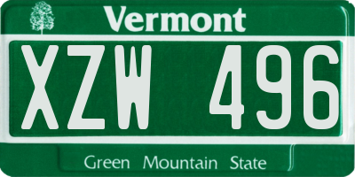 VT license plate XZW496