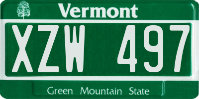 VT license plate XZW497