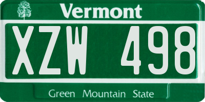 VT license plate XZW498