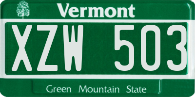 VT license plate XZW503
