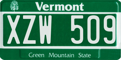 VT license plate XZW509