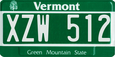 VT license plate XZW512