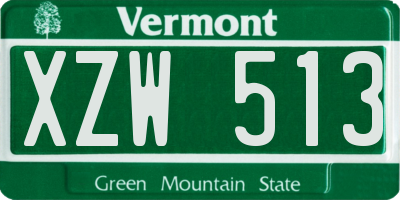 VT license plate XZW513