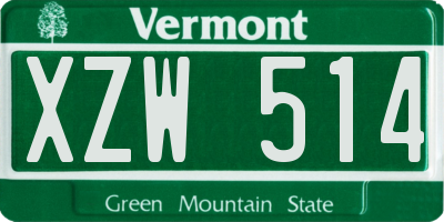 VT license plate XZW514