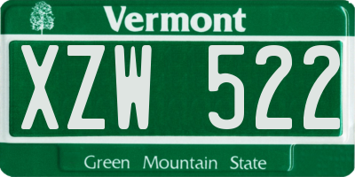 VT license plate XZW522