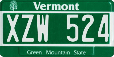 VT license plate XZW524