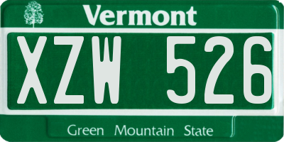 VT license plate XZW526