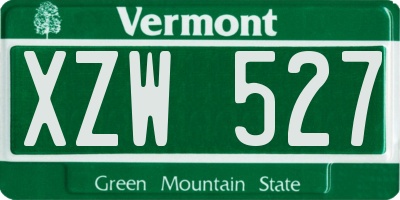 VT license plate XZW527
