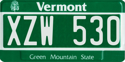 VT license plate XZW530