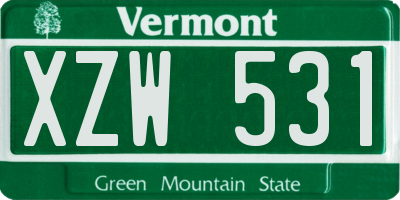 VT license plate XZW531
