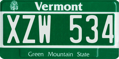 VT license plate XZW534
