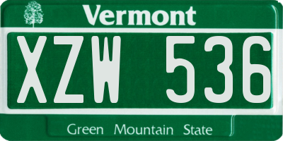 VT license plate XZW536