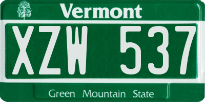 VT license plate XZW537