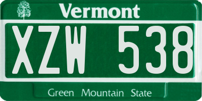 VT license plate XZW538