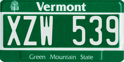 VT license plate XZW539
