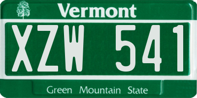 VT license plate XZW541