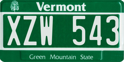 VT license plate XZW543