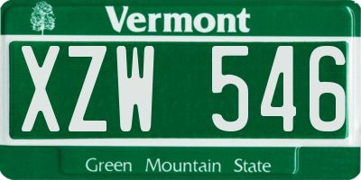 VT license plate XZW546