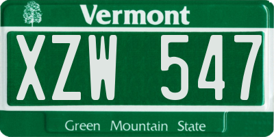 VT license plate XZW547