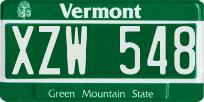 VT license plate XZW548