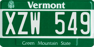 VT license plate XZW549