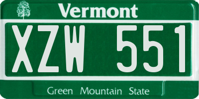 VT license plate XZW551