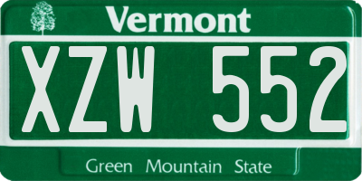 VT license plate XZW552