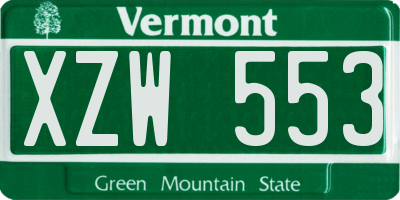 VT license plate XZW553