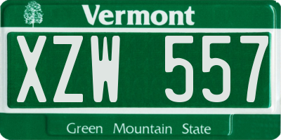 VT license plate XZW557