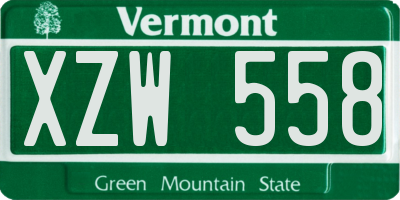 VT license plate XZW558