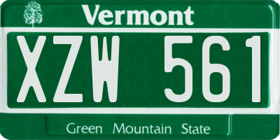 VT license plate XZW561