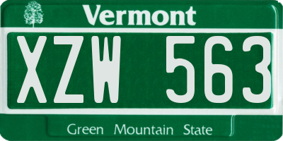 VT license plate XZW563