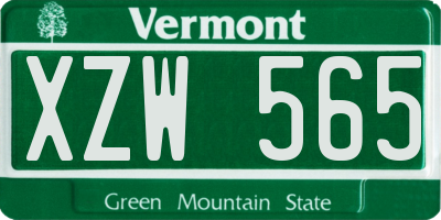 VT license plate XZW565