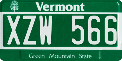 VT license plate XZW566