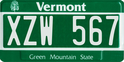 VT license plate XZW567