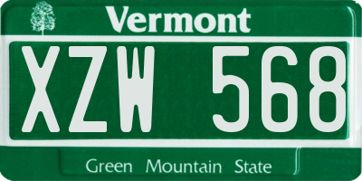 VT license plate XZW568