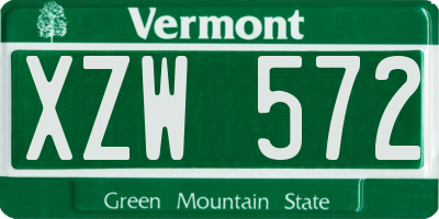 VT license plate XZW572
