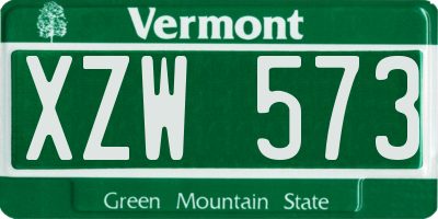 VT license plate XZW573