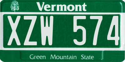 VT license plate XZW574