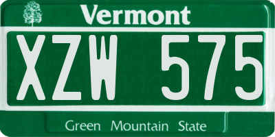 VT license plate XZW575