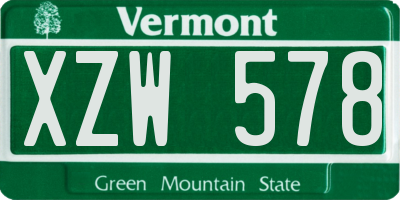 VT license plate XZW578